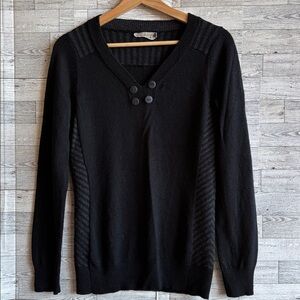 Smartwool Wool Sweater‎ Black Merino Piney Lake Henley V-Neck Women’s Small